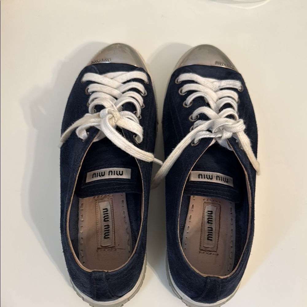 Authentic Miu Miu Dark Blue Suede Sneakers
